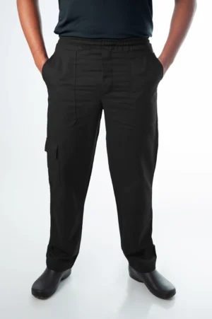 Calça Comprida c/ Elastico cintura  Bolso chapado e Bolso Cargo Preto